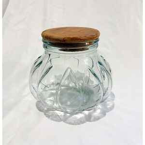 Pier 1 Recycled Glass 7"×9" Pumpkin-Shaped Jar with Cork Lid